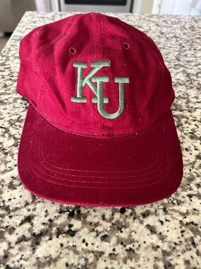Vintage KU Jayhawks Embroidered Baseball Cap - Maroon with Green Logo